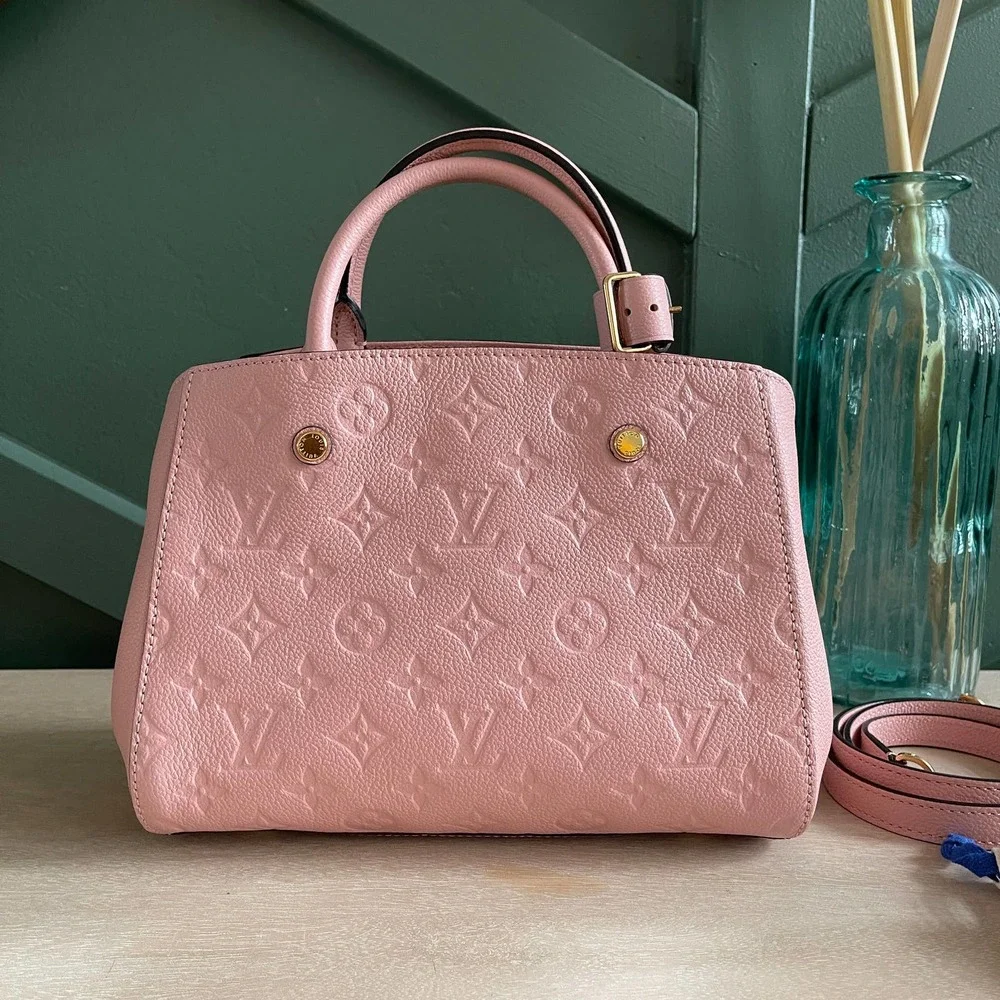 ❌SOLD❌ Louis Vuitton Montaigne BB Empreinte Leather Rose Poudre Crossbody Bag - Picture 3 of 17